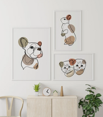 Colourful Line Art Pet Portrait